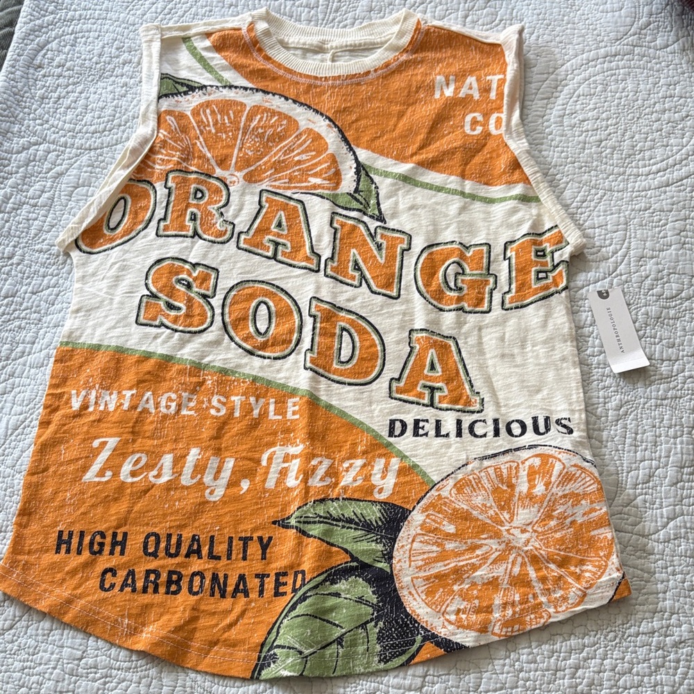 Pilcro Cream and Orange Tank Top